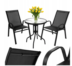 Meble Ogrodowe Zestaw Mebli Ogrodowych na Balkon Taras Stolik + 2 Krzesła