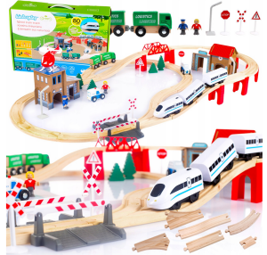 Kinderplay drewniana kolejka pociąg na baterie Tor