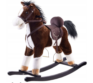 Duży konik KOŃ na biegunach merda ogonem