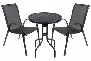 Zestaw Mebli Ogrodowych STOLIK + 2 KRZESŁA Komplet Meble na balkon taras