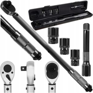 Klucz Dynamometryczny 1/2 28-210 Nm z Blokadą do Kół + 3 Nasadki 17 19 21